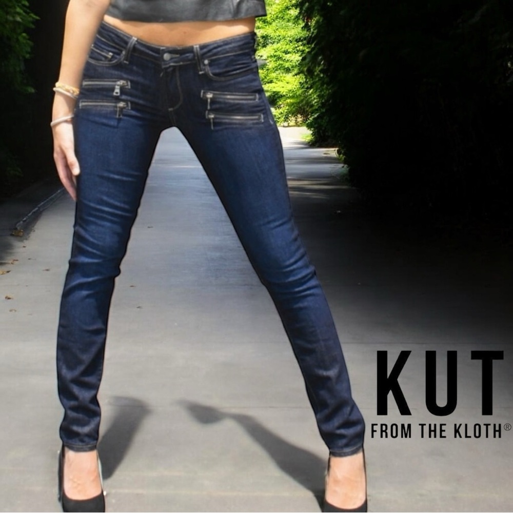 Vintage Kut from the Kloth Dark Wash Jeans with detail Moto Double Zip - Size 4